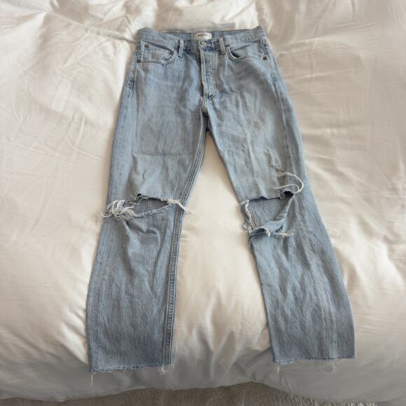 AGOLDE Jamie Distressed Straight Leg Jeans Blue Women’s Size 26 - Picture 1 of 6
